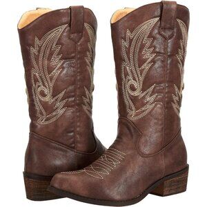 Ladies Western Cowboy Cowgirl Boots for Women Mid Calf Pointed Toe
